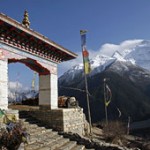 Entrance gate to monastery in Upper Pisang, Annapurna, Nepal